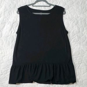 Loft Black Mixed Media Peplum Tank Size L Petite